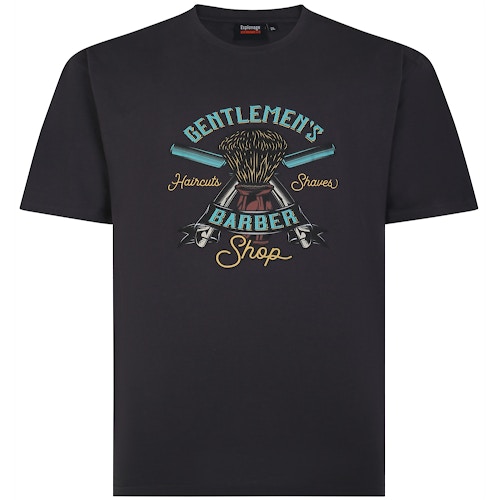 Espionage Signature Barber Shop Print T-Shirt Charcoal